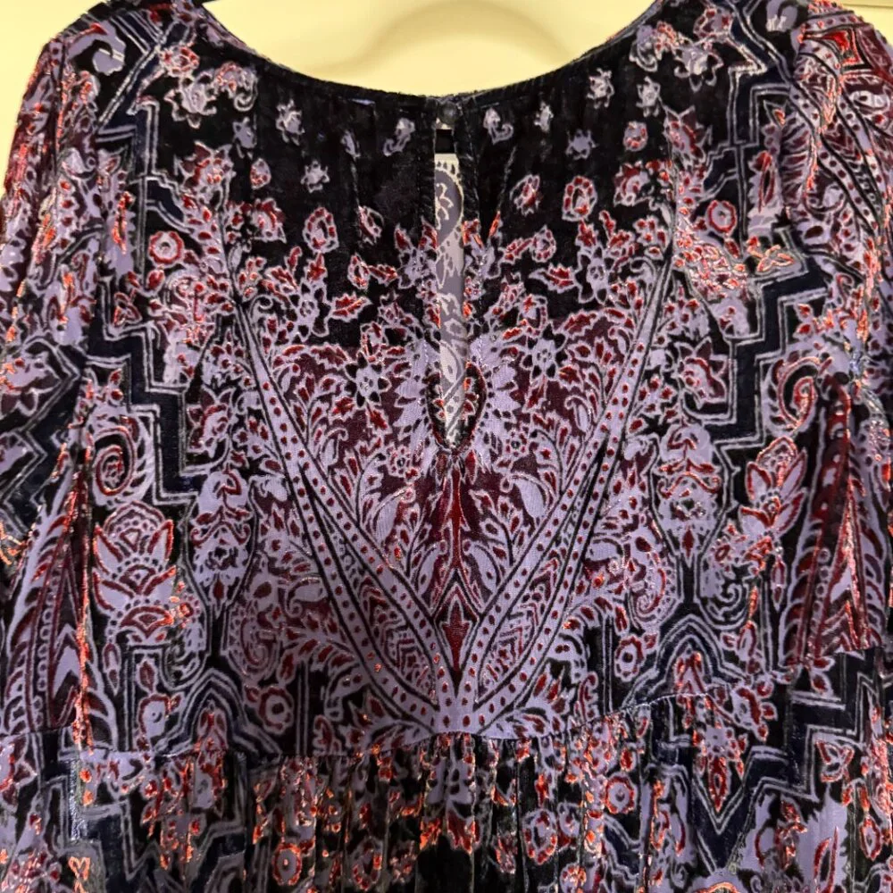 Free People Sz Small Crushed Velvet Whimsigoth witchy Mirror Mirror babydoll